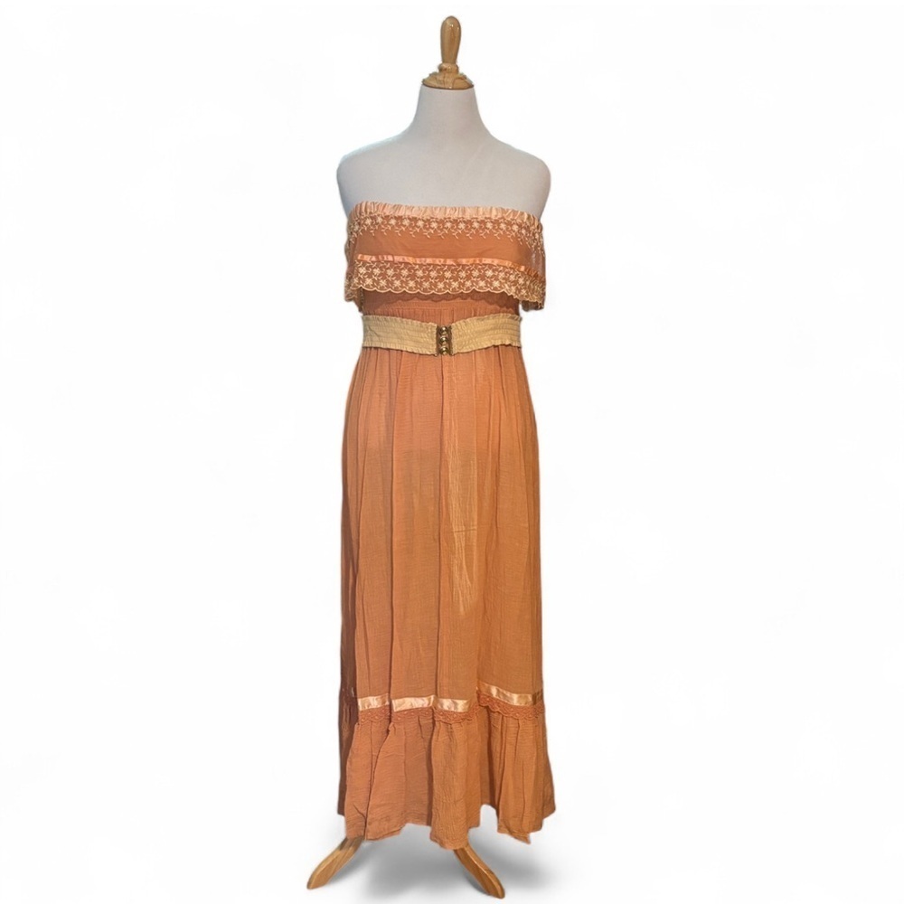 VTG 70s Young Edwardian Arpeja Prairie Dress Sz 5 Lace Ruffle Cottagecore Boho